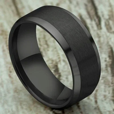Men's Titanium Steel Ring – Classic Black Wedding Band