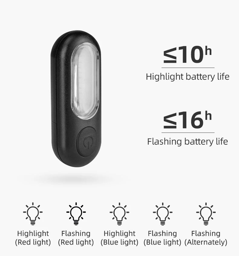 USB Rechargeable Bicycle Rear Light, 5 Modes