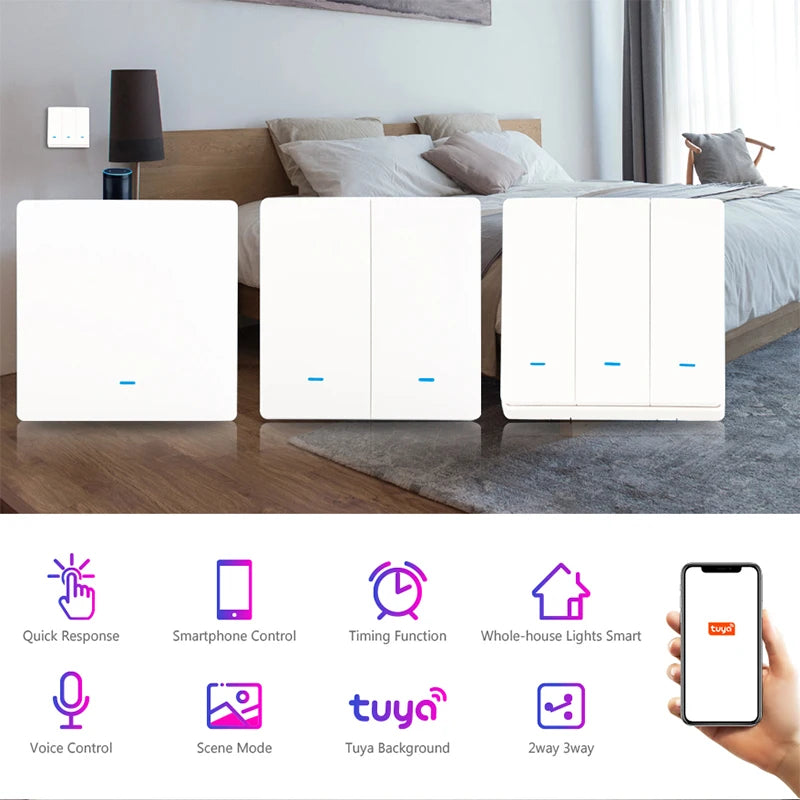 Interrupteur mural Tuya WiFi et options RF433