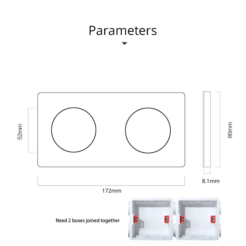 Opções de interruptores de parede modulares L6 em vidro preto