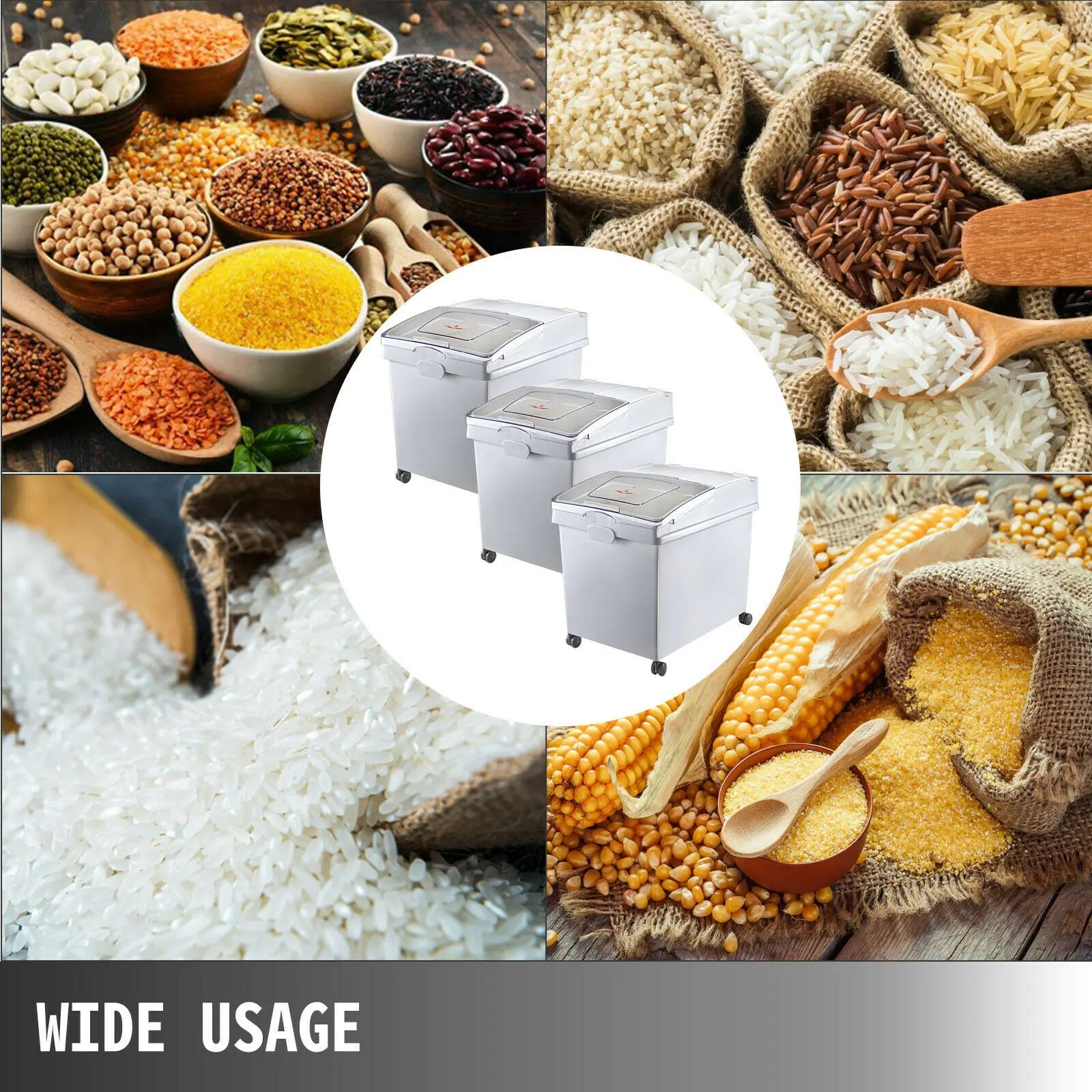 Large Capacity Ingredient Storage Bin with Wheels & Scoop