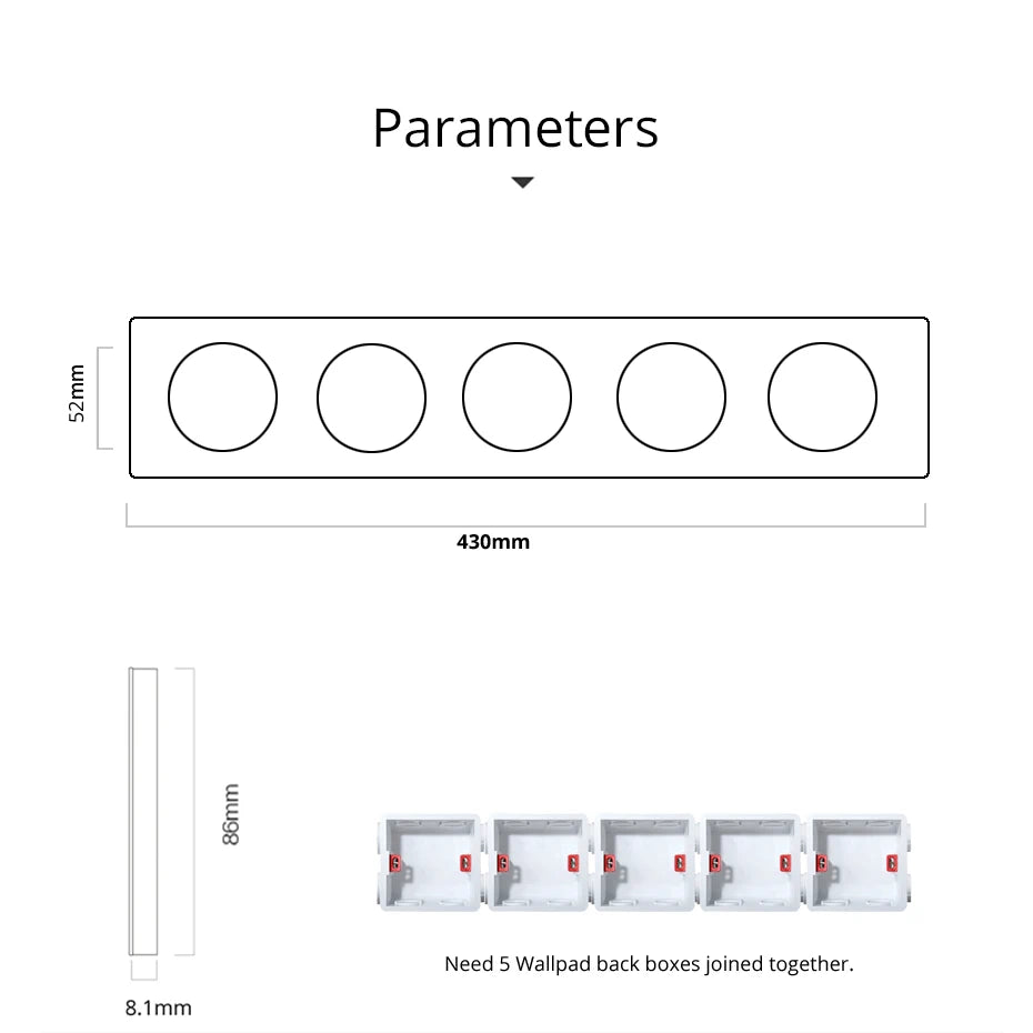 Opções de interruptores de parede modulares L6 em vidro preto