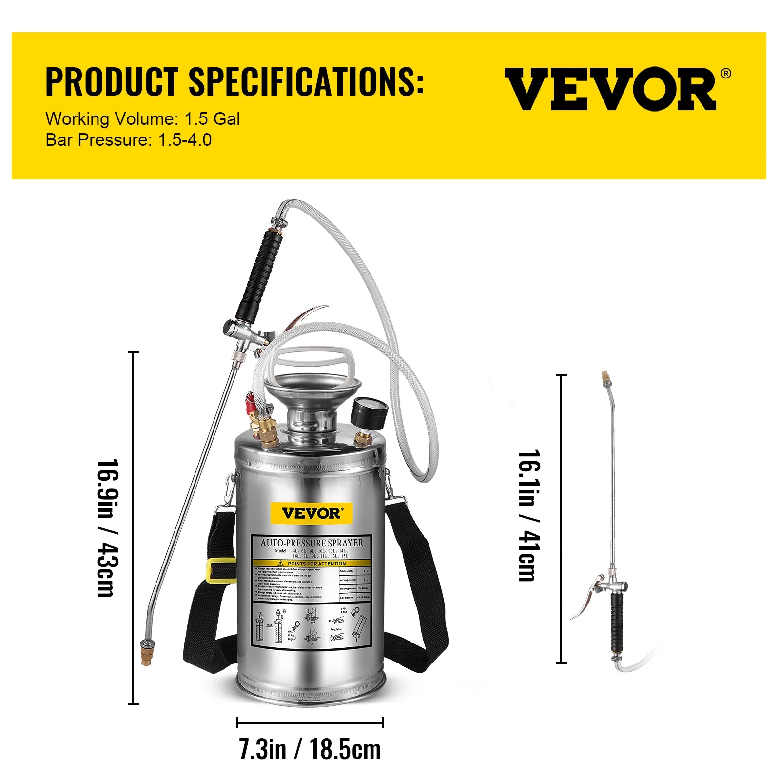 Stainless Steel Hand Pump Sprayer 4–12L Garden & Cleaning Tool
