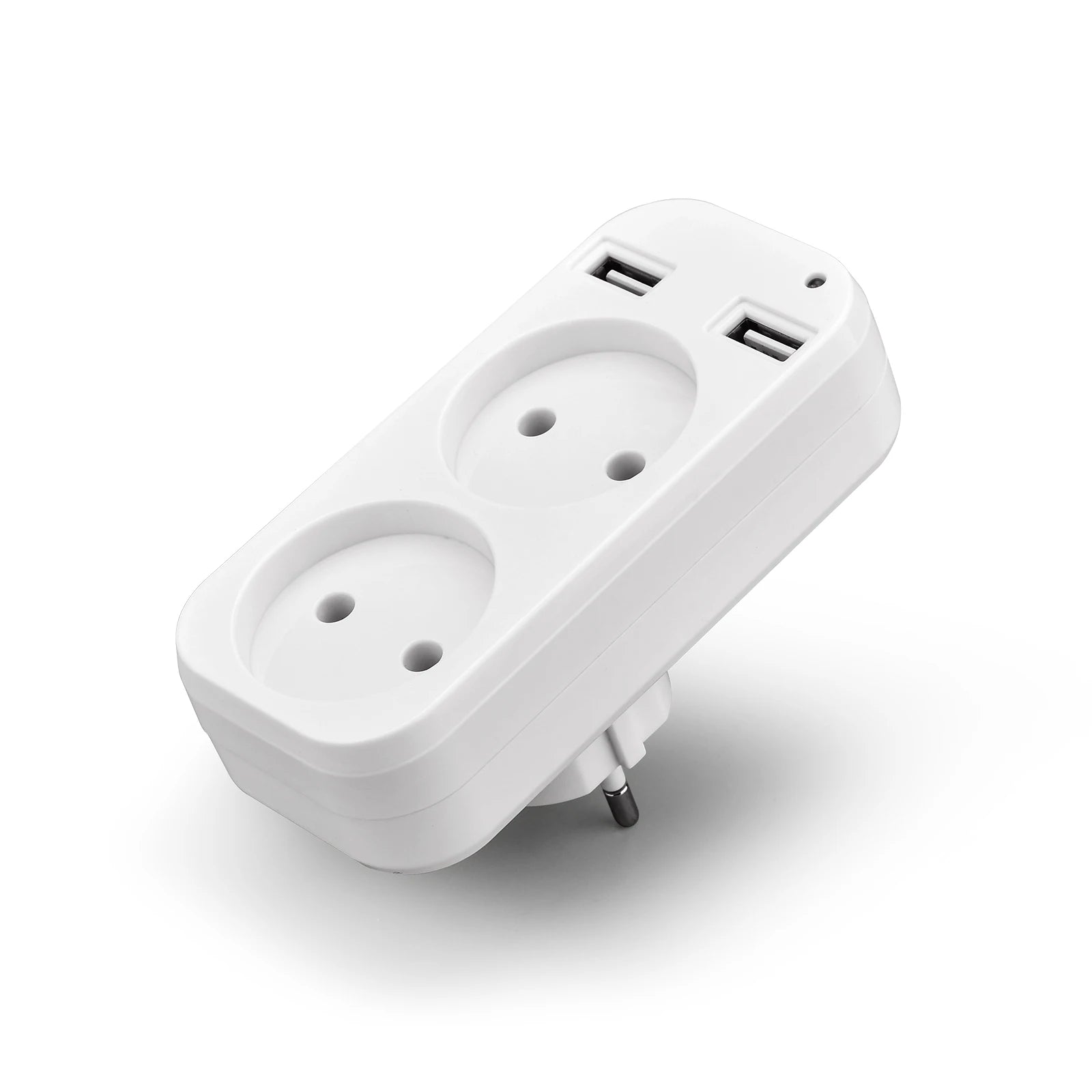 Adattatore prese/strip a muro EU 2023 con ciabatta elettrica a doppia presa portatile, 2 porte USB per telefoni cellulari, 1200W 250V, per smartphone e tablet
