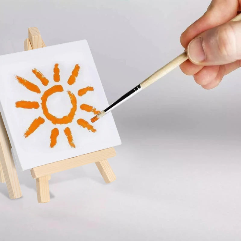 12pcs Artists 5-Inch Mini Easel & 3×3-Inch Canvas Set