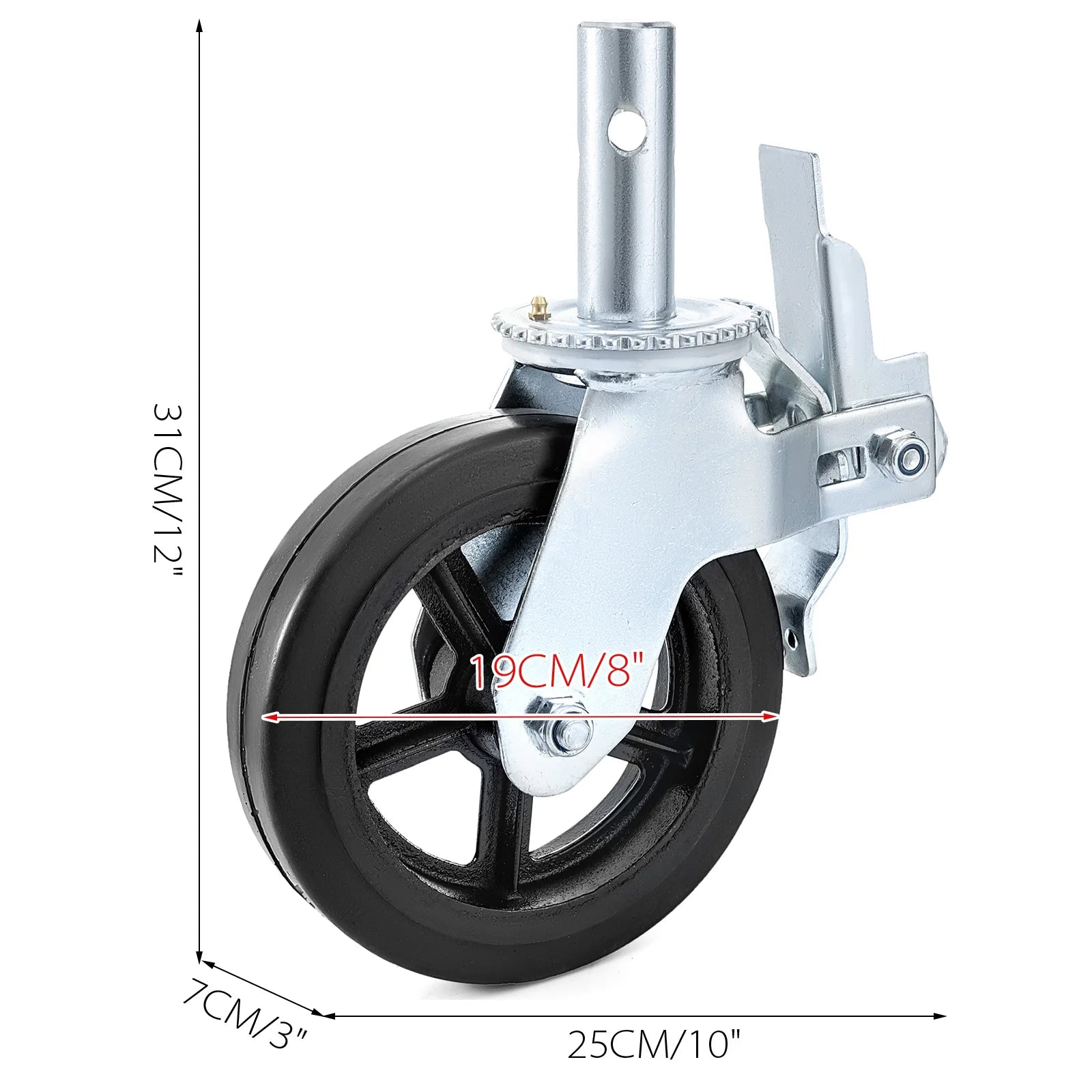 Heavy Duty 8" Scaffolding Swivel Casters Set with Dual Lock Brakes