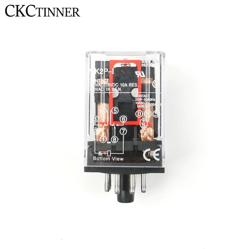 Relé eletromagnético MK2P de 8 pinos com base PF083A