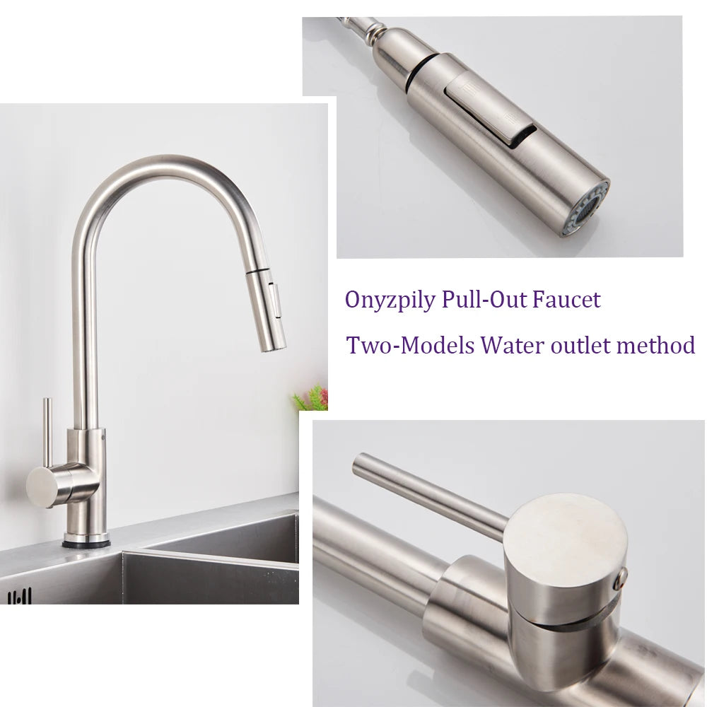 Black Kitchen Faucet with Pull-Out Dual-Function Spray