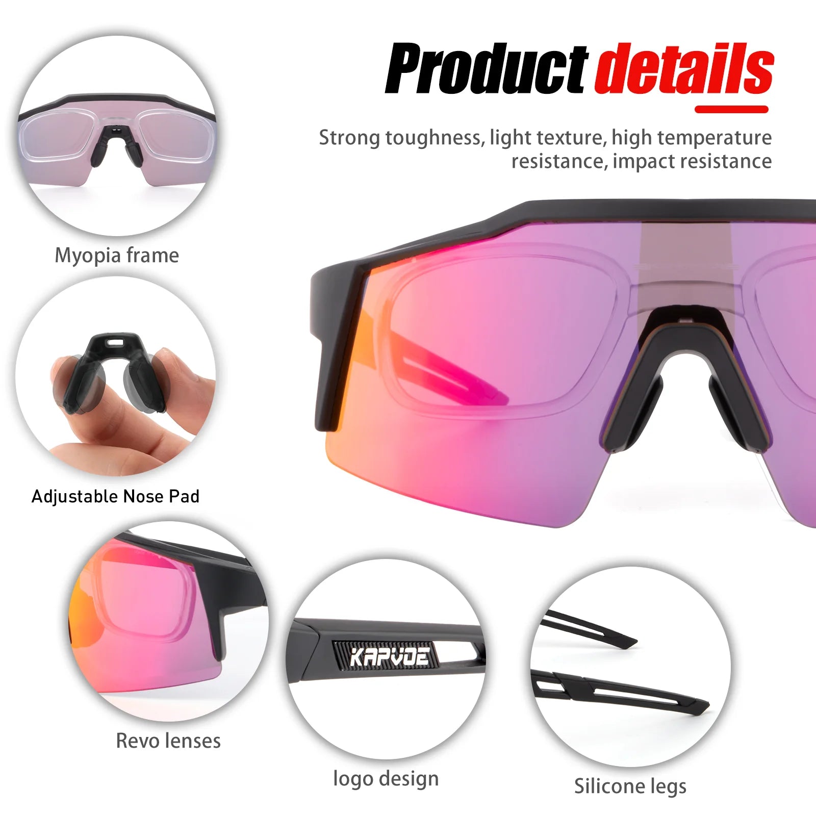 Kapvoe Bicycle Cycling Sunglasses Polarized Cycling Glasses Bike MTB UV400 Mountain Men/Women Eyewear Outdoor Sport Goggles