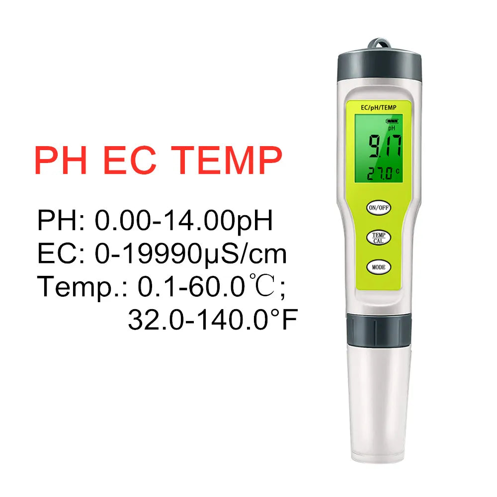 Digital Water Tester - pH, EC and TDS Options