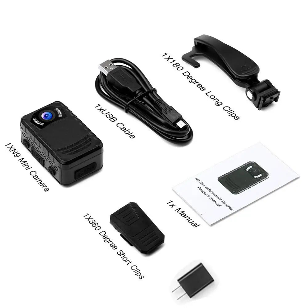 BOBLOV N9 Mini Camera Police Full HD 1296P Body Mounted Camera Small Portable Night Vision BodyCam 128GB/258GB Camera Mini