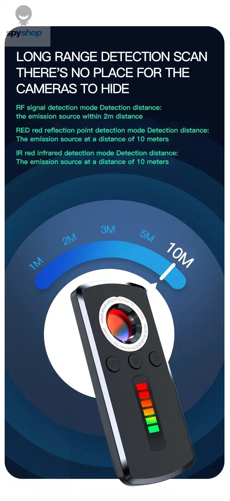 Hidden Camera Detector Anti Spy Gadget Anti-Spy RF Detector Car GPS Camera Finder for Privacy Protection Wireless Signal Mini Spy-shop.com