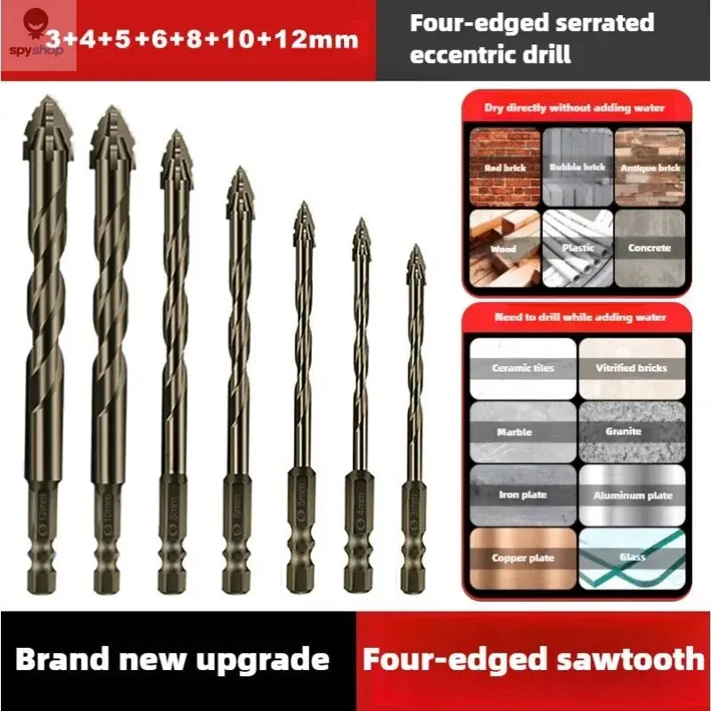 High-Four-edged serrated eccentric drill for dry drilling of ceramic tiles, glass, marble, concrete, stainless steel drill bits Spy-shop.com