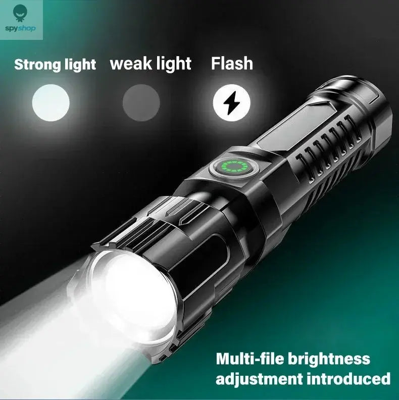 High Strong Power Led Flashlights 2000LM Tactical Torch with Display Light USB Charging Camping Fishing Emergency Zoom Lantern Spy-shop.com