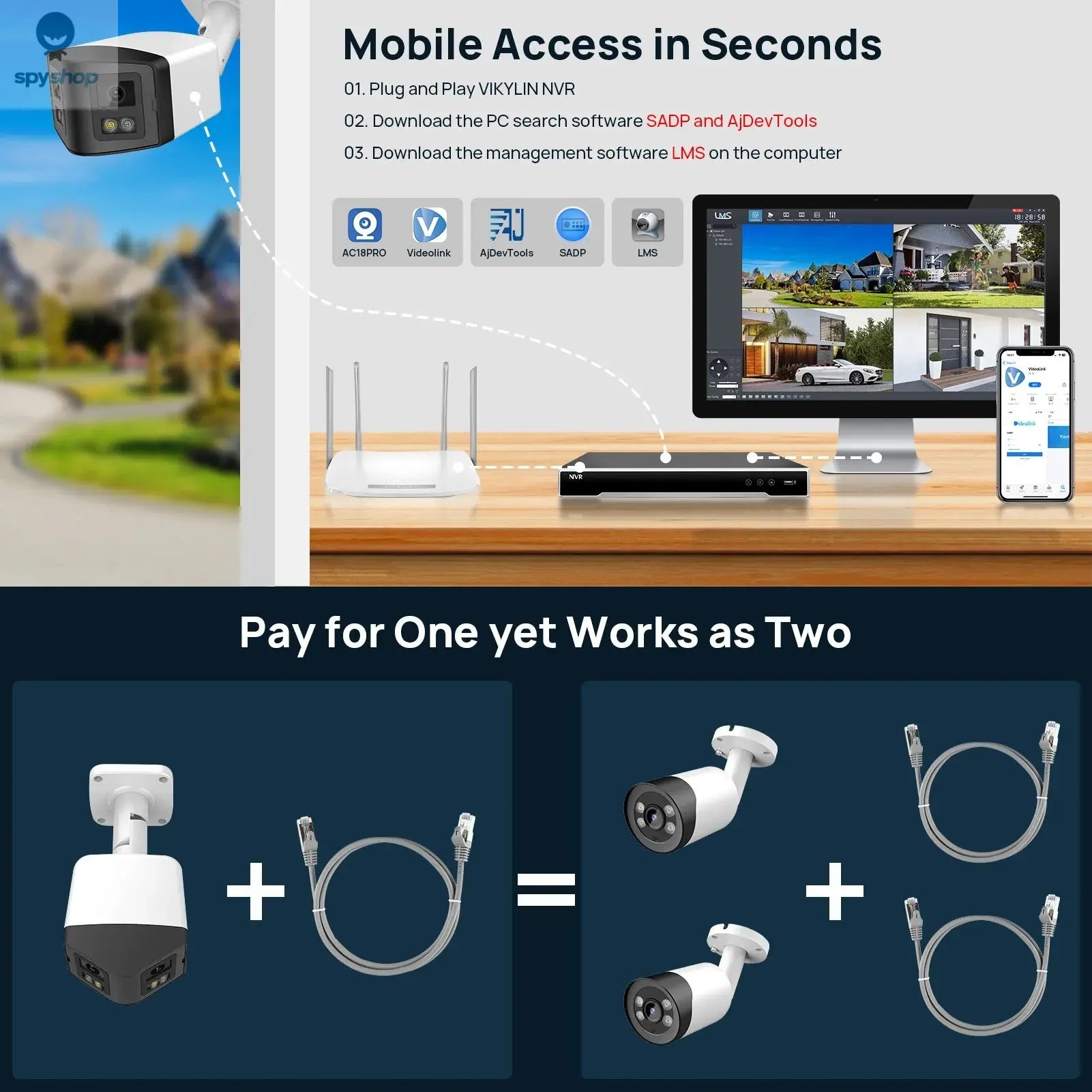 Hikvision Compatible 4K 8MP 170° Panoramic IP Camera IR&ColorVu 2-way Audio Human Detection SD Card Slot Plug&Play HIK NVR APP Spy-shop.com