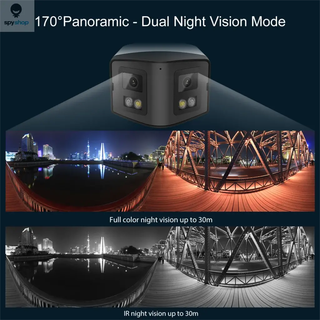 Hikvision Compatible 4K 8MP 170° Panoramic IP Camera IR&ColorVu 2-way Audio Human Detection SD Card Slot Plug&Play HIK NVR APP Spy-shop.com