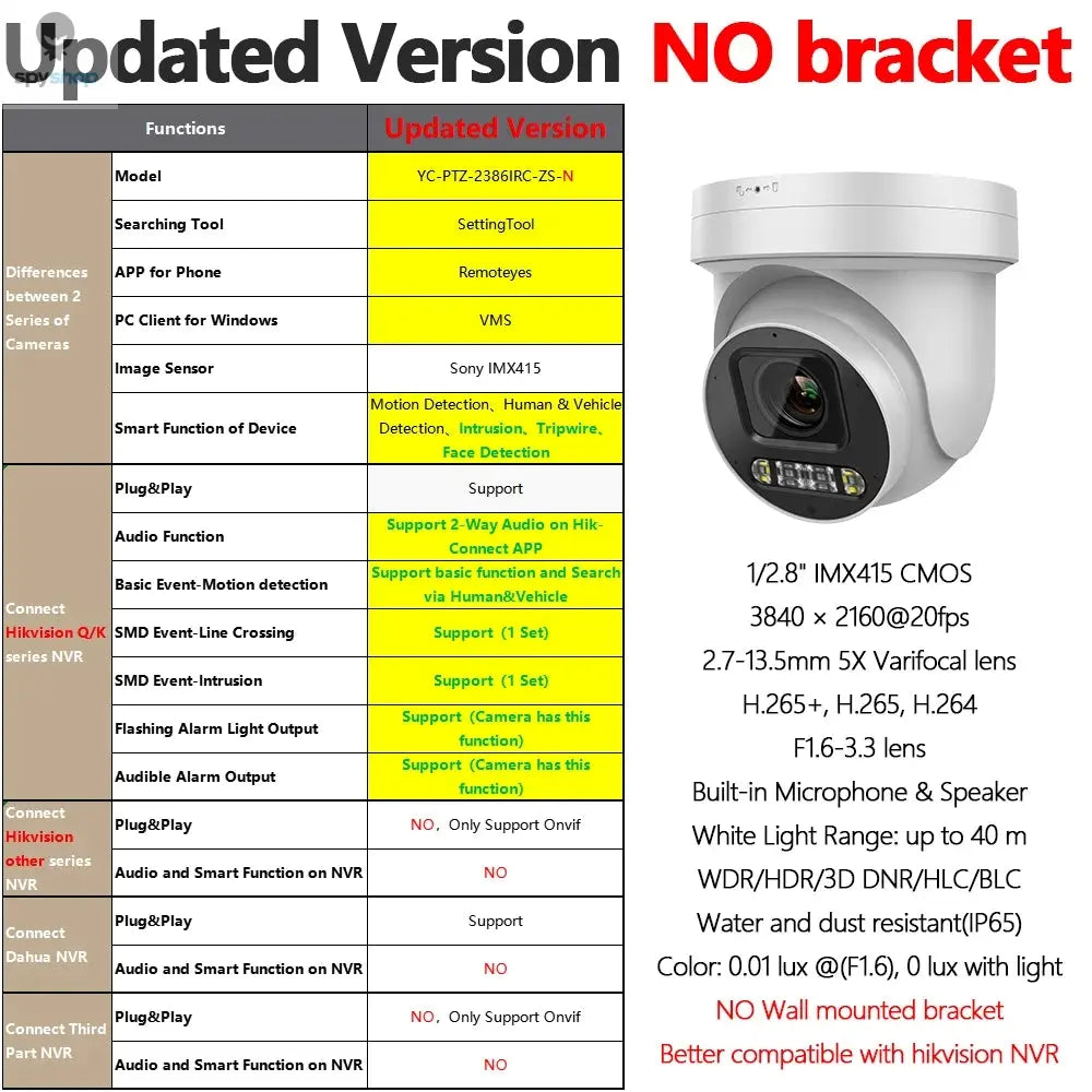 Hikvision Compatible 8MP 5X Zoom PTZ Camera POE Smart Dual Light ColorVu Built-in Mic Speaker CCTV Video Surveillance Camera Spy-shop.com