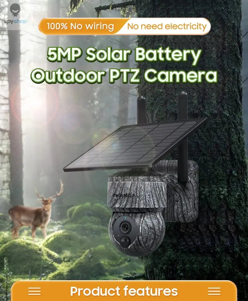 INQMEGA 5MP 4MP WIFI Wireless PTZ Solar Camera 4G SIM With Solar Panel Two Way Audio Security Protection CCTV Camera Battery Cam Spy-shop.com