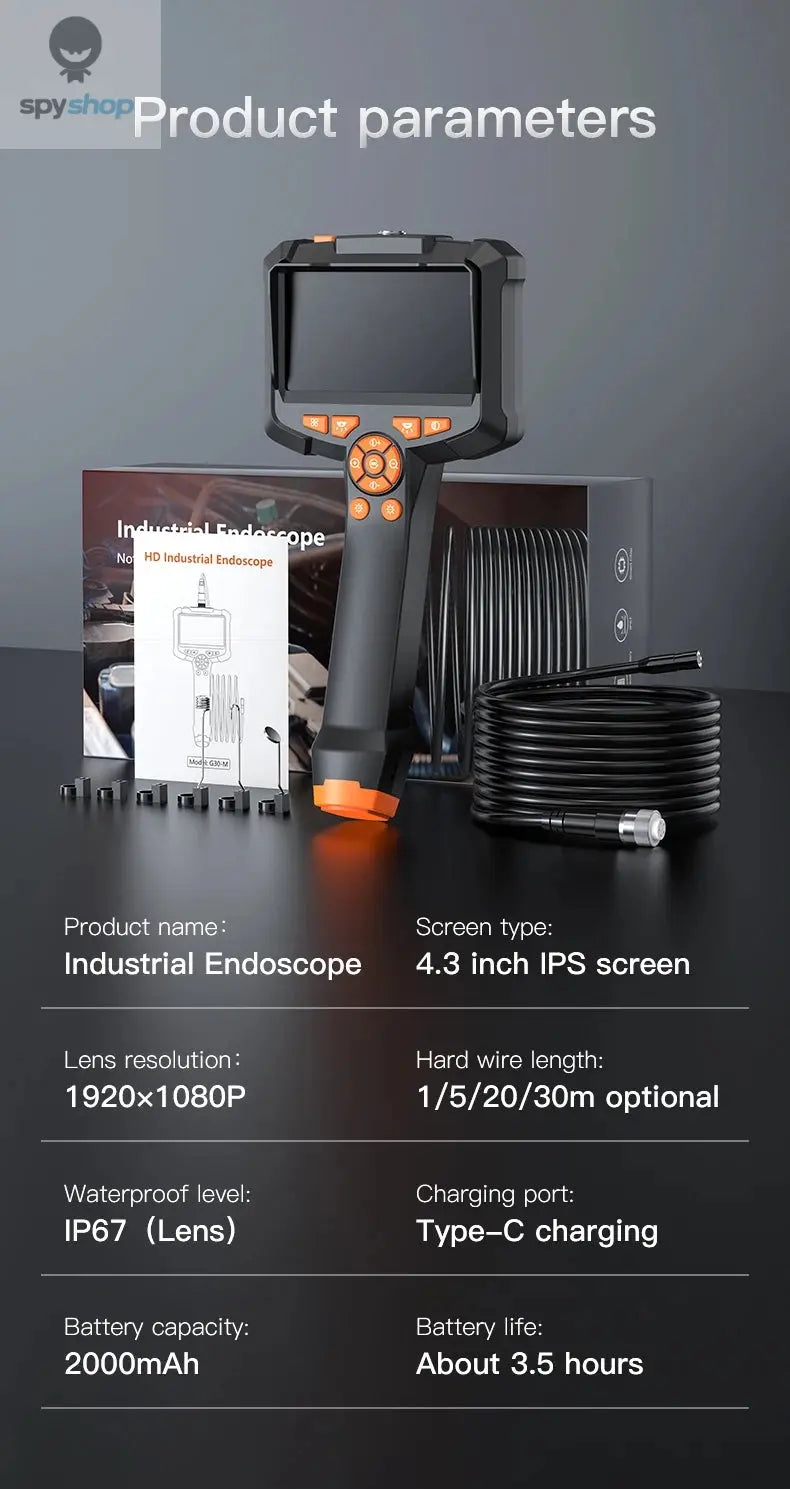 INSKAM 4.3 Inch IPS Screen Industrial Endoscope Camera HD1080P Single Lens Pipe Inspection Borescope for Checking Car Sewer Spy-shop.com
