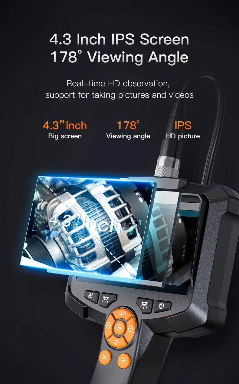 Industrial Endoscope Camera 4.3 "Single Dual Lens HD 1080P Car Inspection Borescope IP67 Waterproof Sewer Camera With LED Spy-shop.com