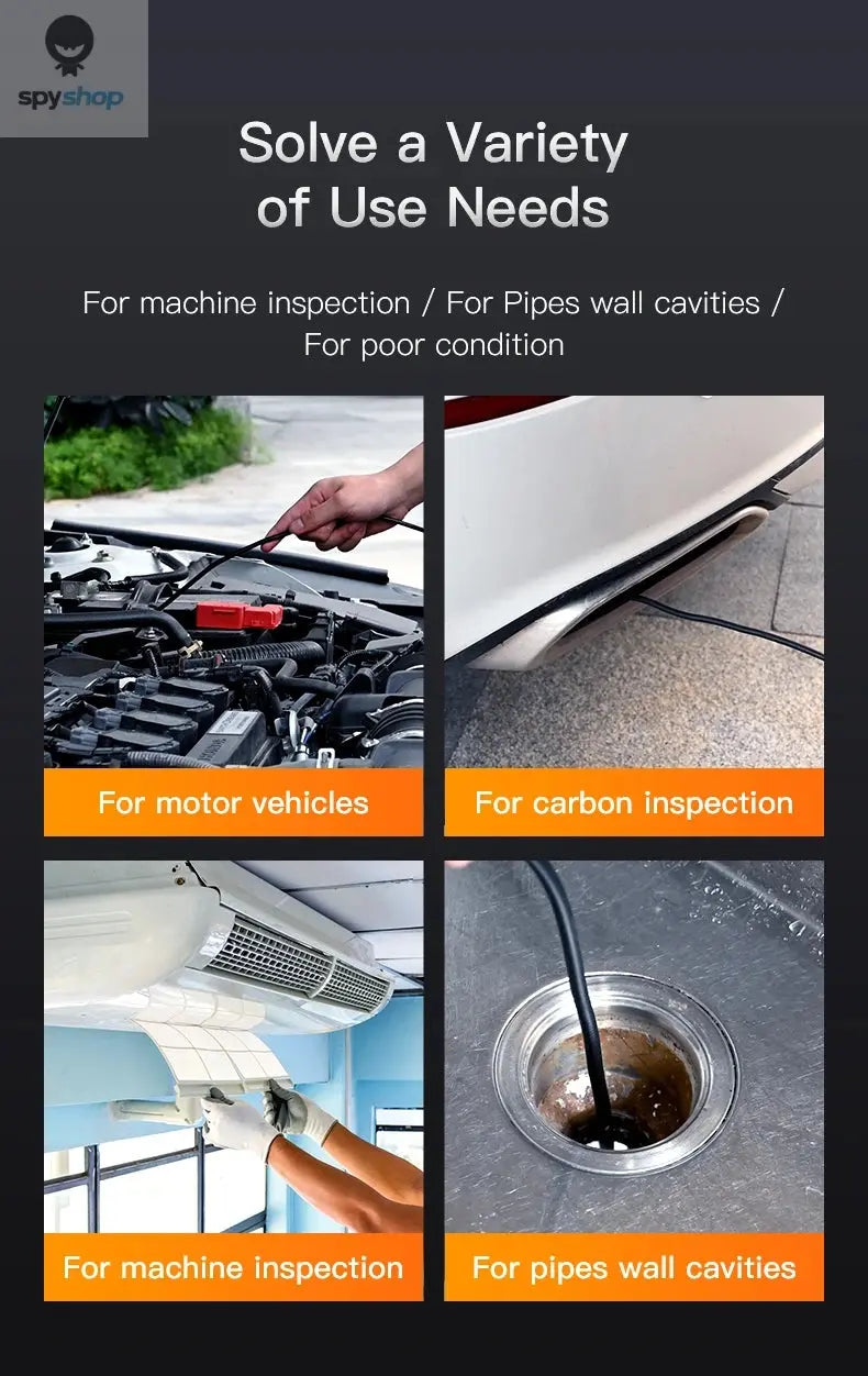 Industrial Endoscope Camera 4.3 "Single Dual Lens HD 1080P Car Inspection Borescope IP67 Waterproof Sewer Camera With LED Spy-shop.com
