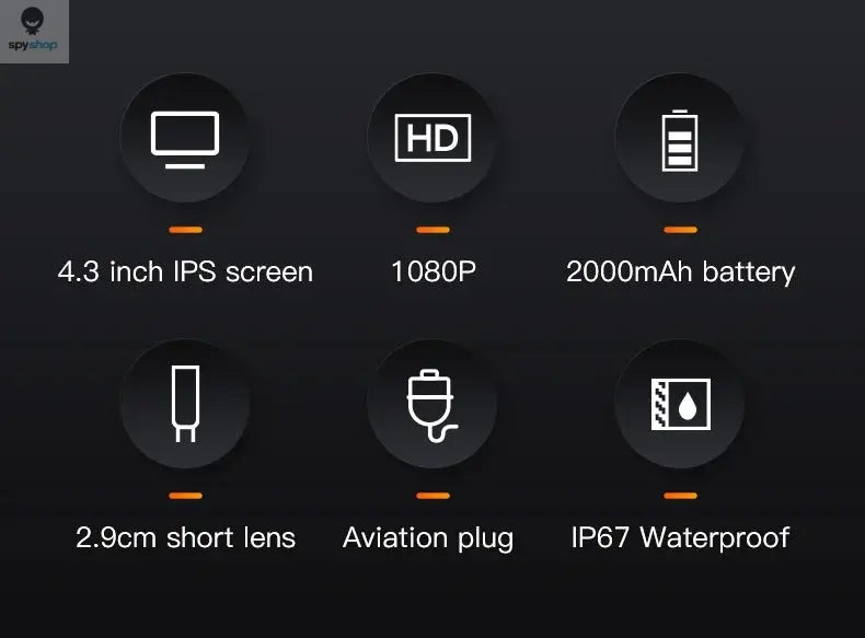 Industrial Endoscope Camera 4.3inch IPS Screen IP67 Waterproof HD1080P 8mm Lens Pipe Sewer Inspection Camera Borescope For Car Spy-shop.com