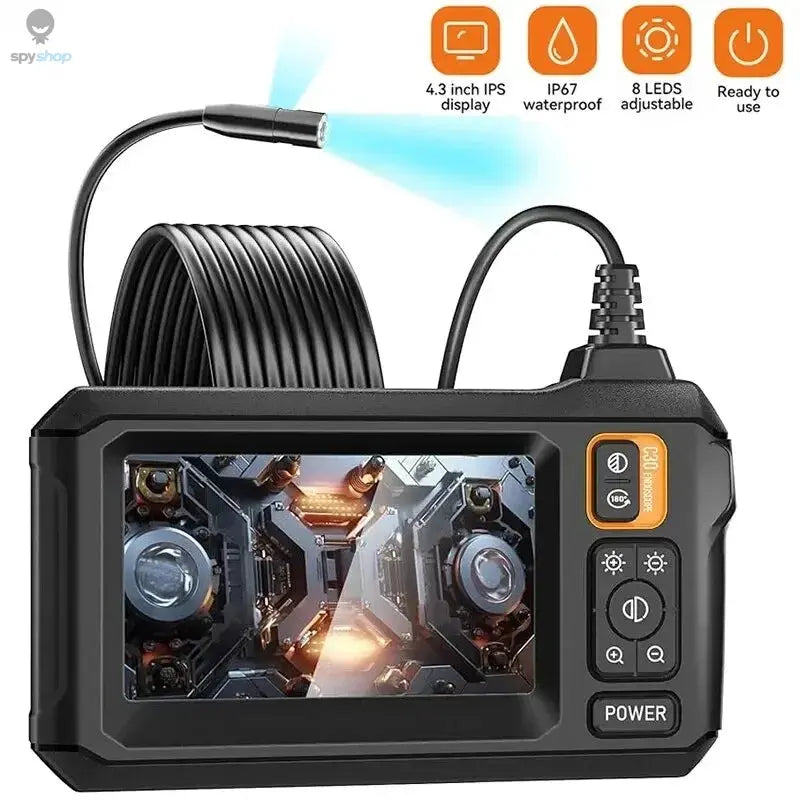 Industrial Endoscope Camera 8mm HD1080P 4.3inch IPS Screen 1080P Pipe Inspection Camera for Car Repair IP67 Waterproof 8 LEDS Spy-shop.com