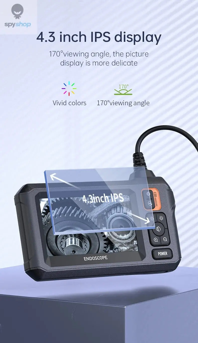 Industrial Endoscope Camera 8mm HD1080P 4.3inch IPS Screen 1080P Pipe Inspection Camera for Car Repair IP67 Waterproof 8 LEDS Spy-shop.com