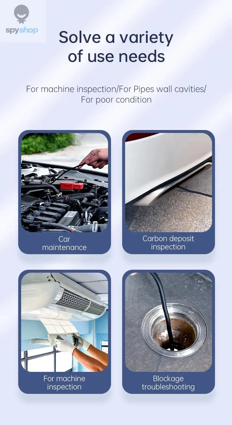 Industrial Endoscope Camera 8mm HD1080P 4.3inch IPS Screen 1080P Pipe Inspection Camera for Car Repair IP67 Waterproof 8 LEDS Spy-shop.com