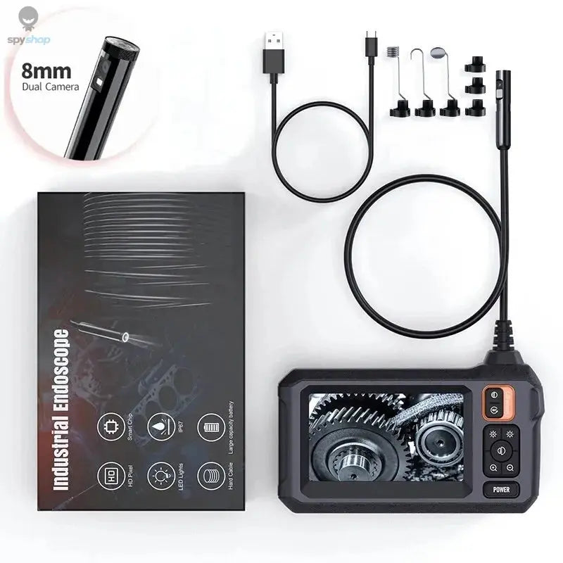 Industrial Endoscope Camera 8mm HD1080P 4.3inch IPS Screen 1080P Pipe Inspection Camera for Car Repair IP67 Waterproof 8 LEDS Spy-shop.com
