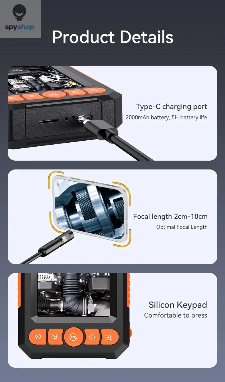 KERUI Industrial Endoscope Camera 4.3 "Single Dual Lens HD 1080P Car Inspection Borescope IP67 Waterproof Sewer Camera With LED Spy-shop.com