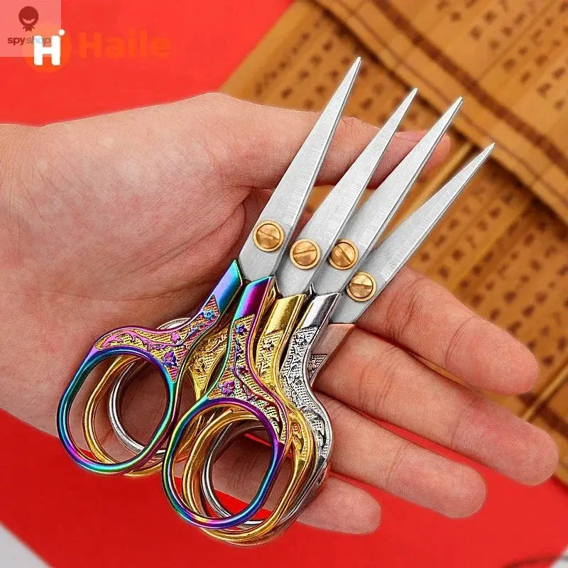 Kawaii Titanium Color Scissors Vintage Stainless Carved Cutting and Sewing,Thread Scissors, Sewing Tools,Cute Stationery Spy-shop.com