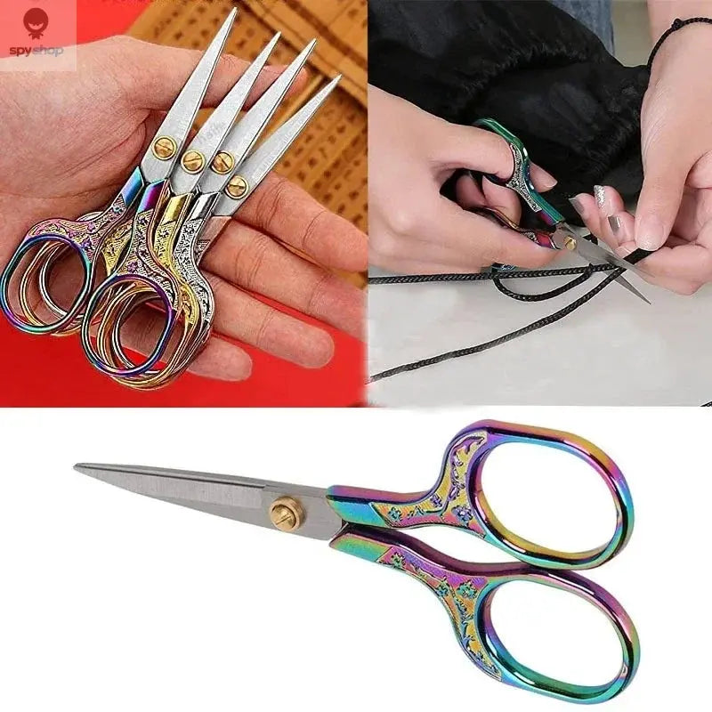 Kawaii Titanium Color Scissors Vintage Stainless Carved Cutting and Sewing,Thread Scissors, Sewing Tools,Cute Stationery Spy-shop.com