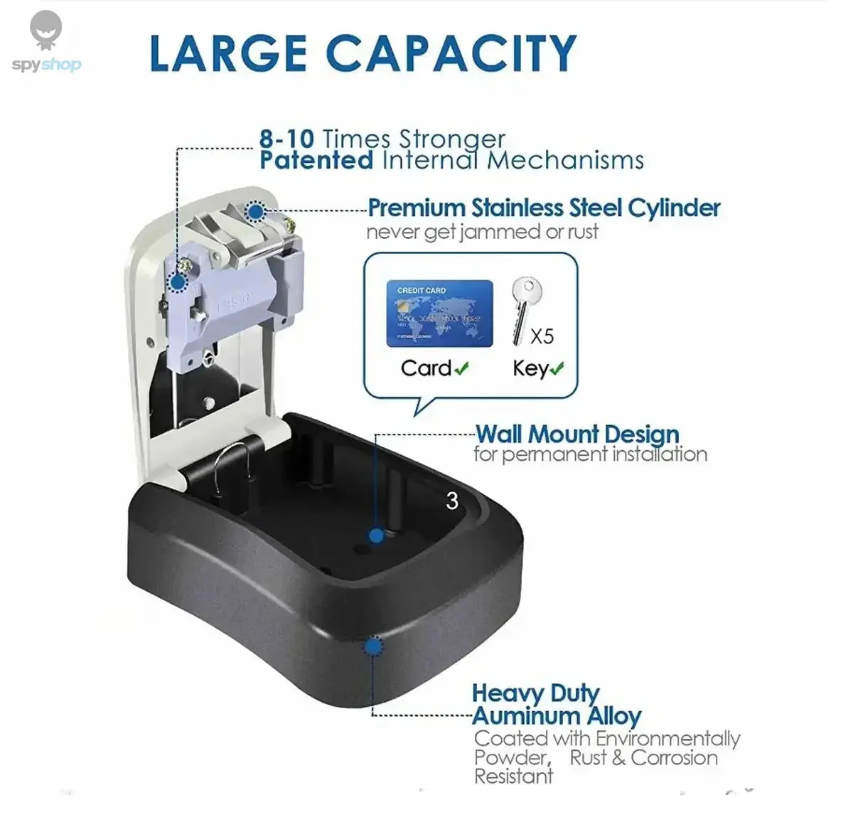 Key Keeper Combination Lock Wall Mounted Waterproof 4 Digits Passwords 5 Keys Storage Box Easy to Fix Home Or Office safe box Spy-shop.com