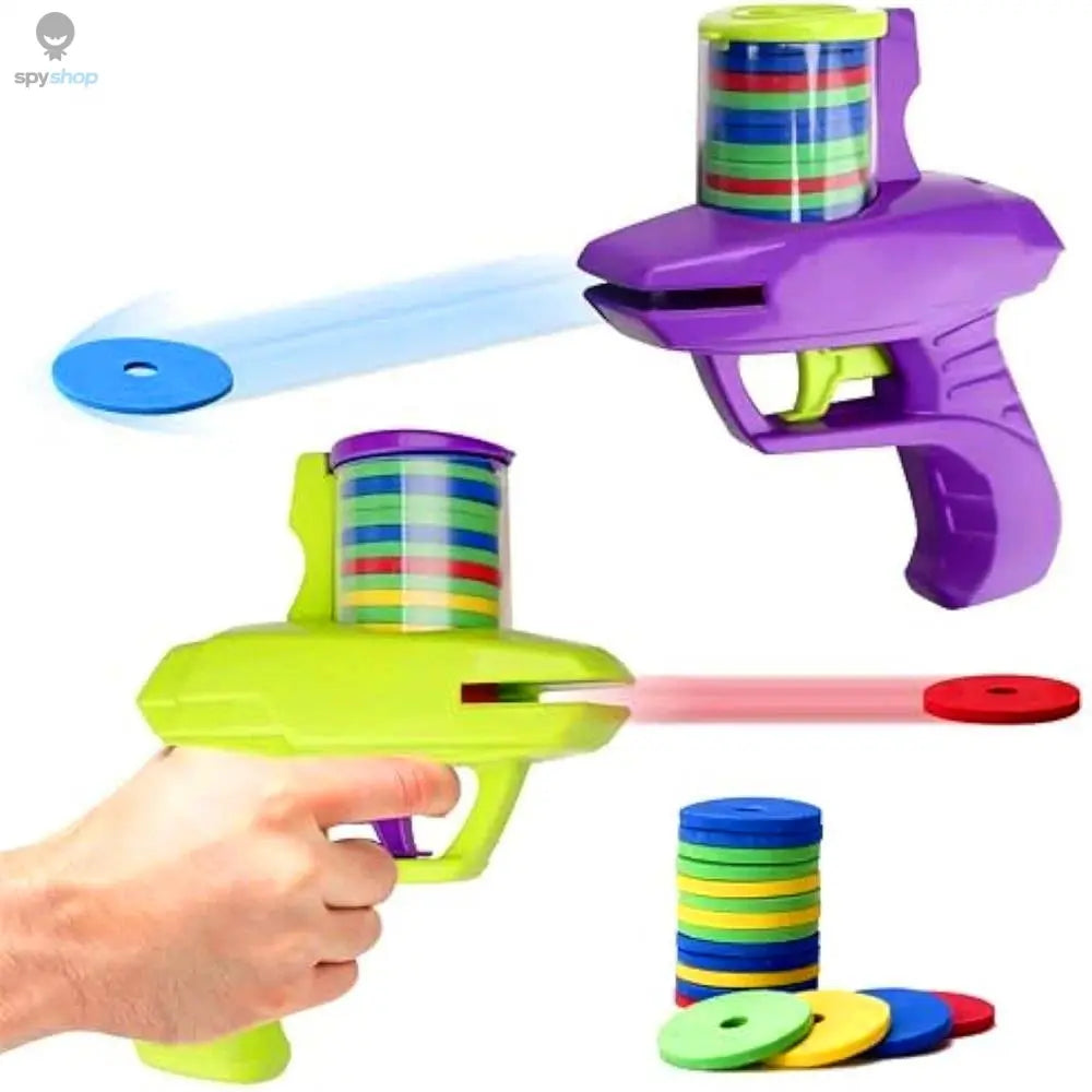 Kids Outdoor Game Foam Disc Gun Toy Flying Disc Shooting Launcher Gun Double Parent-child Interactive Children Toy Spy-shop.com