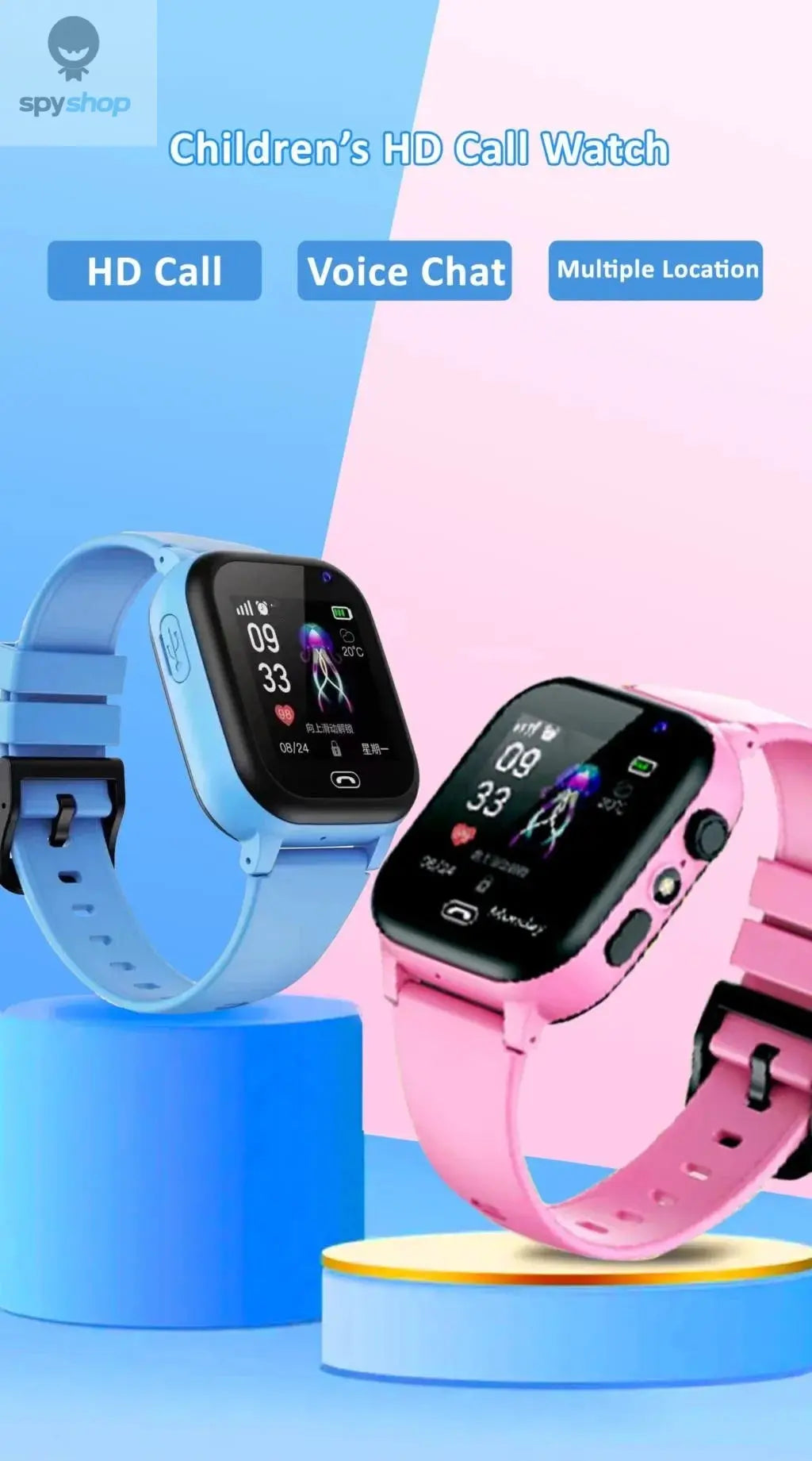 Kids Smart Watch SOS LBS Location Sim Card Call Child SmartWatch Camera IP65 Waterproof Watch Phone For Boys Girls Present Gift Spy-shop.com