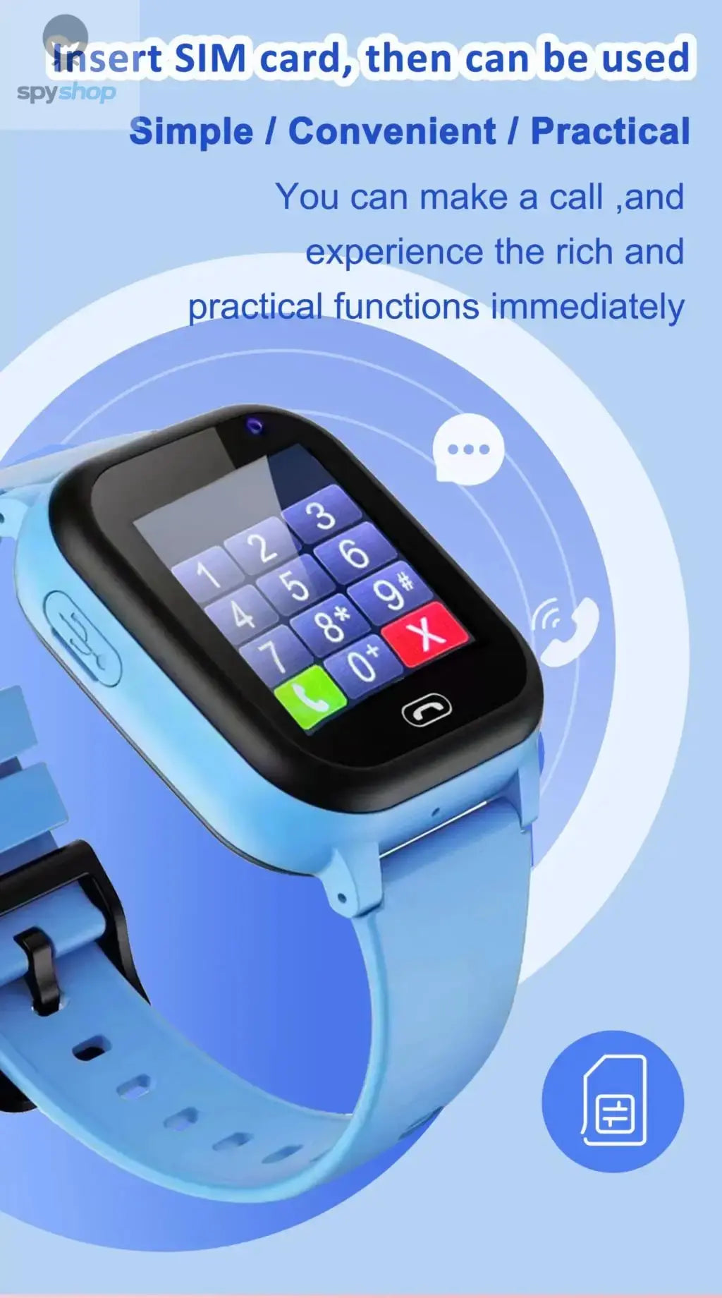 Kids Smart Watch SOS LBS Location Sim Card Call Child SmartWatch Camera IP65 Waterproof Watch Phone For Boys Girls Present Gift Spy-shop.com