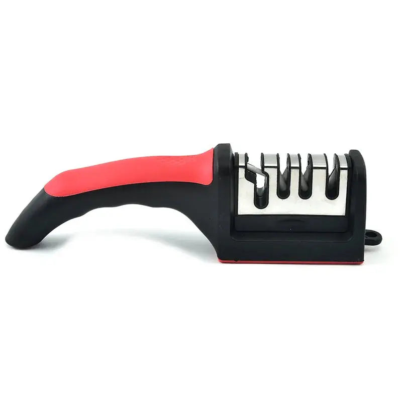 Kitchen 4Segment Knife Sharpener Household Multi-Functional Hand-Held Three-Purpose Black Sharpening Stone Spy-shop.com