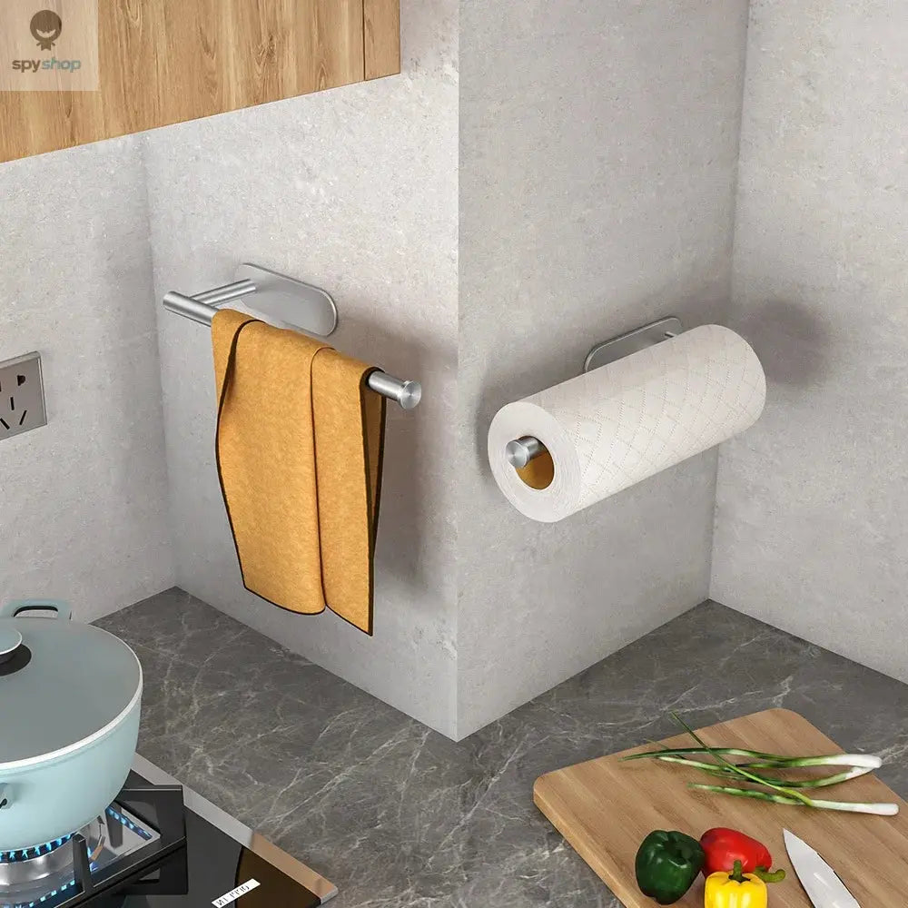 Kitchen Paper Towel Holder Adhesive Tissue Hanger Toilet Roll Paper Dispenser Cabinet Storage Napkin Rack Bathroom Accessories Spy-shop.com