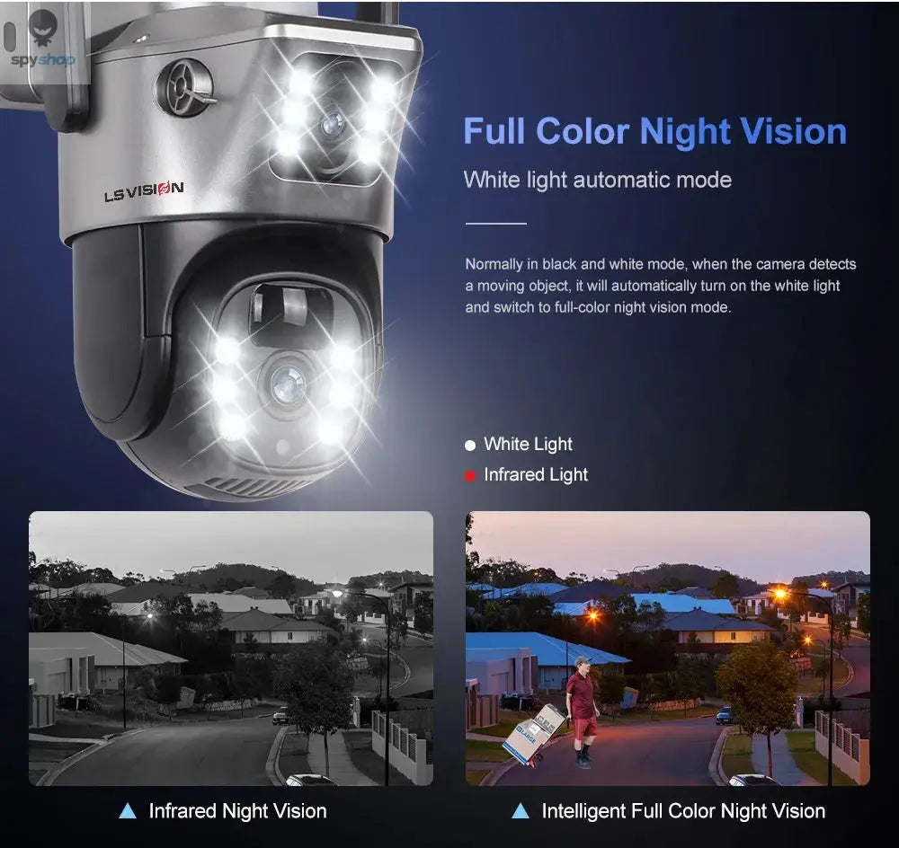 LS VISION Solar Camera 4G Sim Outdoor Dual Lens WiFi 8MP 4K IP Camara Solar Panel CCTV Security Built in Battery PIR Cam V380 Spy-shop.com