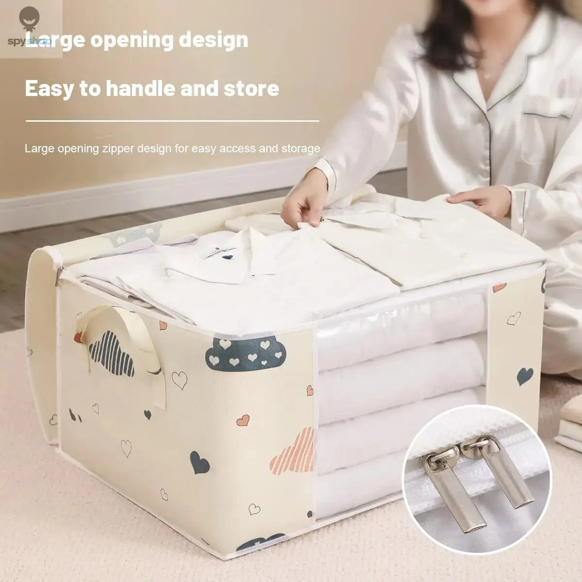 Large Capacity Clothes Storage Bag Organizer With Reinforced Handle Suitable For Blankets Bedding Foldable With Sturdy Zipper Spy-shop.com