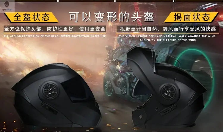 Latest DOT Approved Safety Modular Flip Motorcycle Helmet Voyage Racing Dual Lens Helmet Interior Visor
