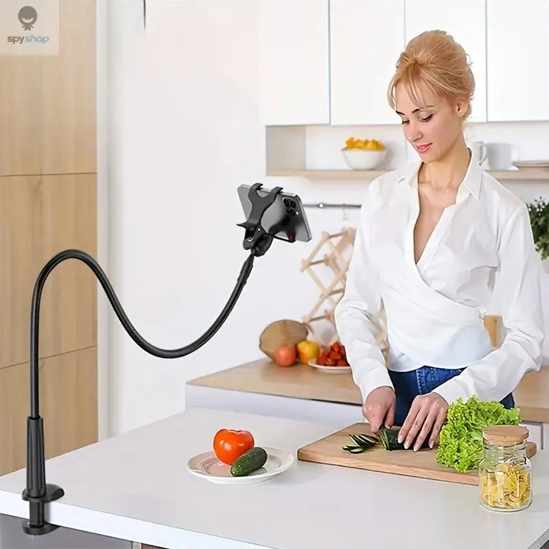 Lazy Bedside DesktopMobile Phone Clamp Bracket Flexible Long Arm Gooseneck Lazy Person Bracket With Handle Overhead Live Bracket Spy-shop.com