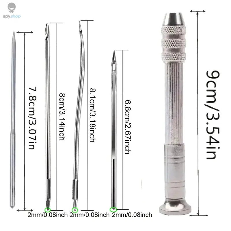 Leather Sewing Needles Kit, Set Contains Silver Leather Sewing Awl, 4 Piece Needle Suitable for Leather Canvas Tent Spy-shop.com