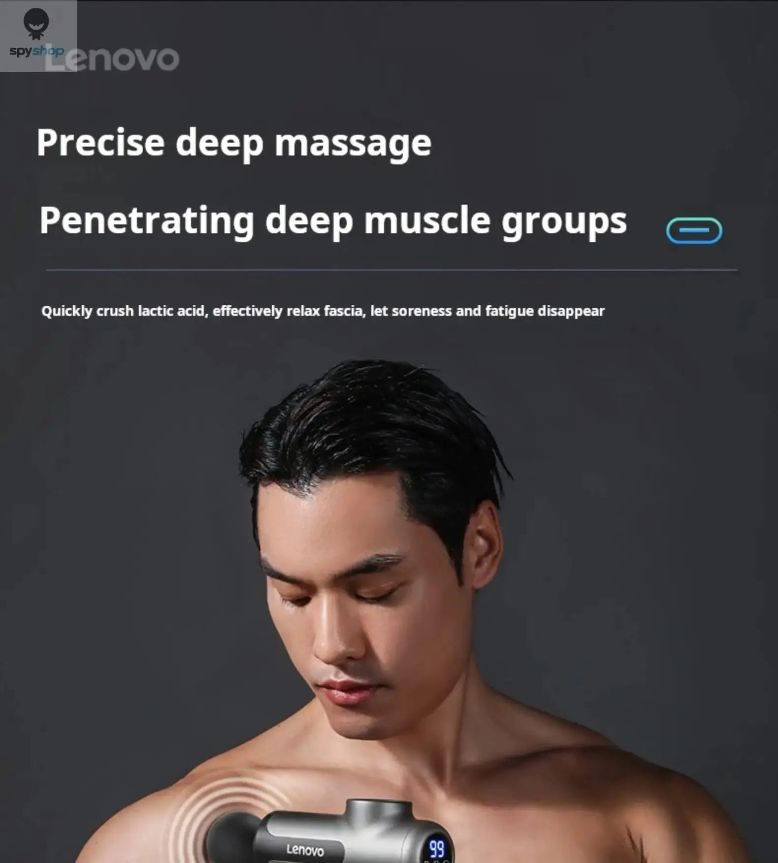 Lenovo Brand Fascia Gun Deeply Relieves Muscle Soreness Fitness and Relaxation Equipment LED Touch Screen 8Massage Head Gifts