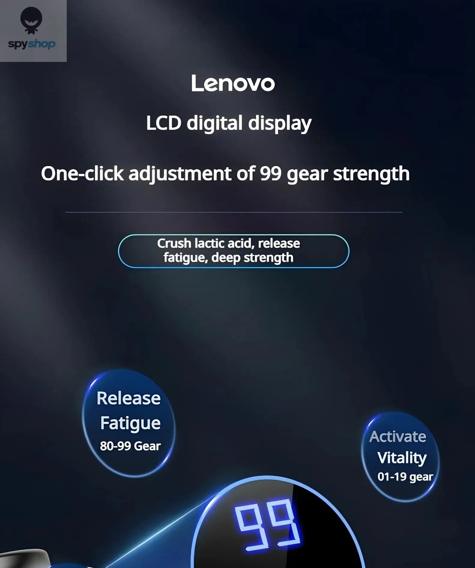 Lenovo Brand Fascia Gun Deeply Relieves Muscle Soreness Fitness and Relaxation Equipment LED Touch Screen 8Massage Head Gifts
