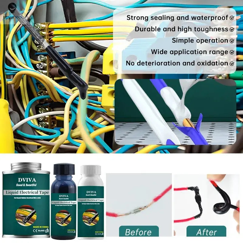 Liquid Electrical Tape Insulation Paste Sealant Suitable Fix Line Glue for Wires, Cables Home Use Insulation Adhesives Sealers Spy-shop.com