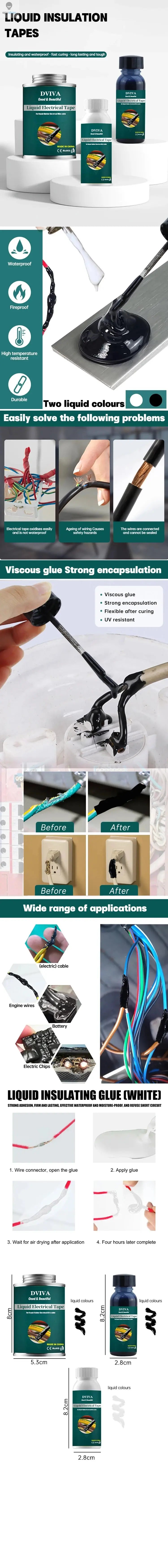 Liquid Electrical Tape Insulation Paste Sealant Suitable Fix Line Glue for Wires, Cables Home Use Insulation Adhesives Sealers Spy-shop.com