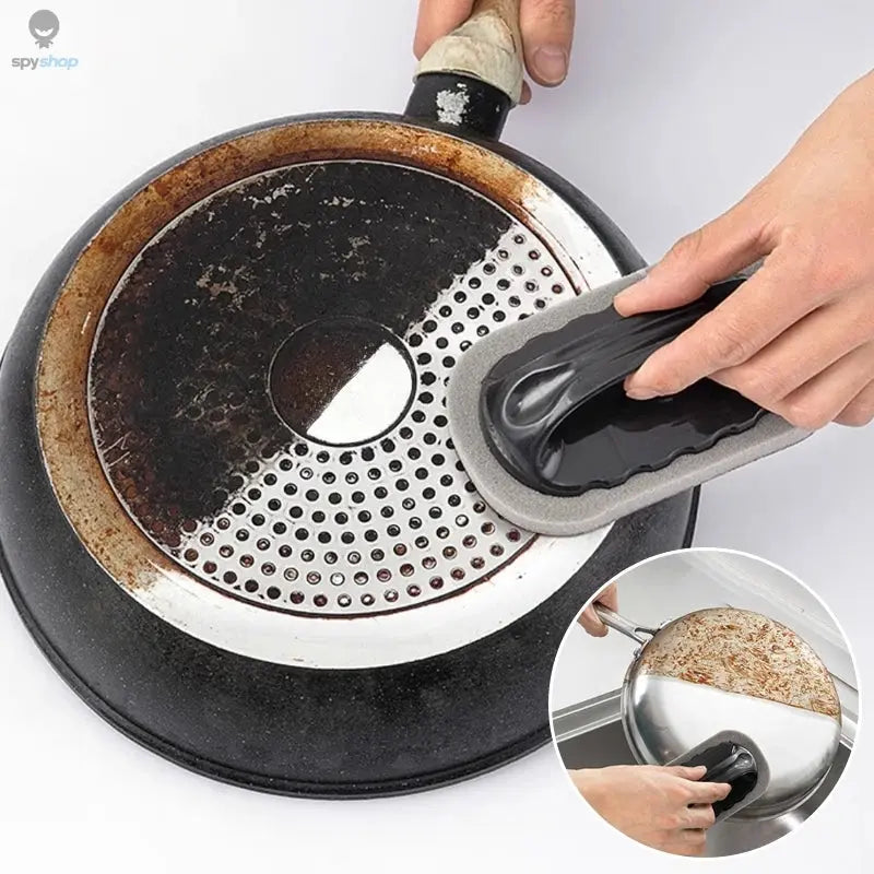 Magic Emery Sponge Brush Wipe Eraser Cleaner Kitchen Bath Rust Strong Decontamination Cleaning Tools With Handle Household Tools Spy-shop.com