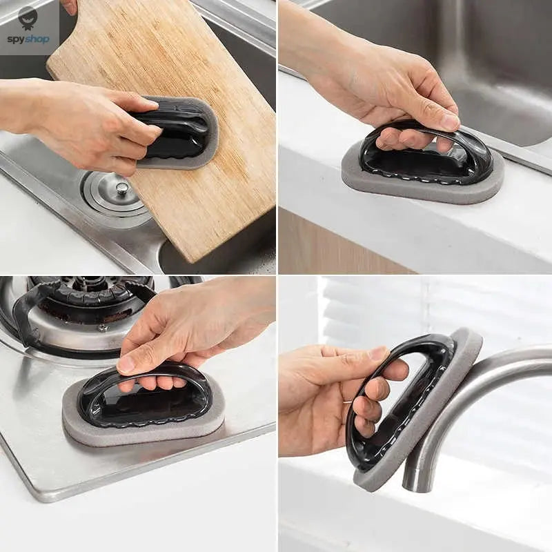 Magic Emery Sponge Brush Wipe Eraser Cleaner Kitchen Bath Rust Strong Decontamination Cleaning Tools With Handle Household Tools Spy-shop.com